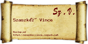 Szaszkó Vince névjegykártya