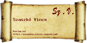 Szaszkó Vince névjegykártya